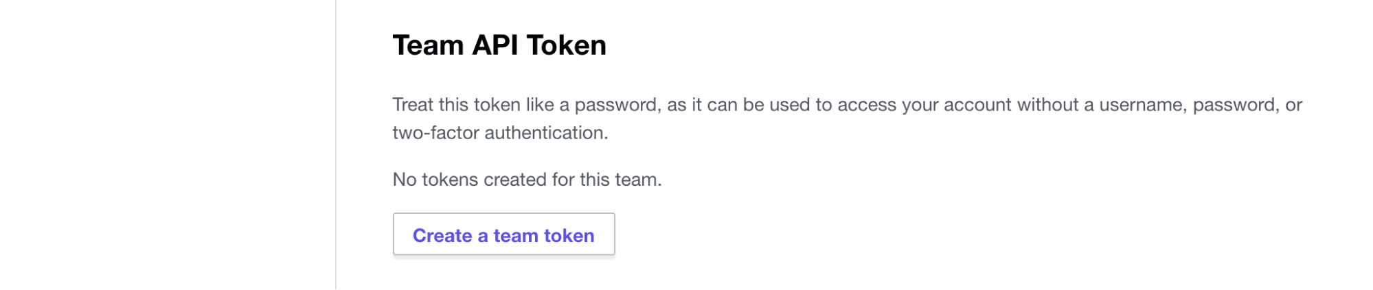 Create Team API token