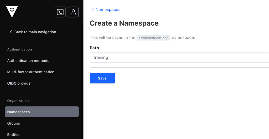 Namespaces create
training